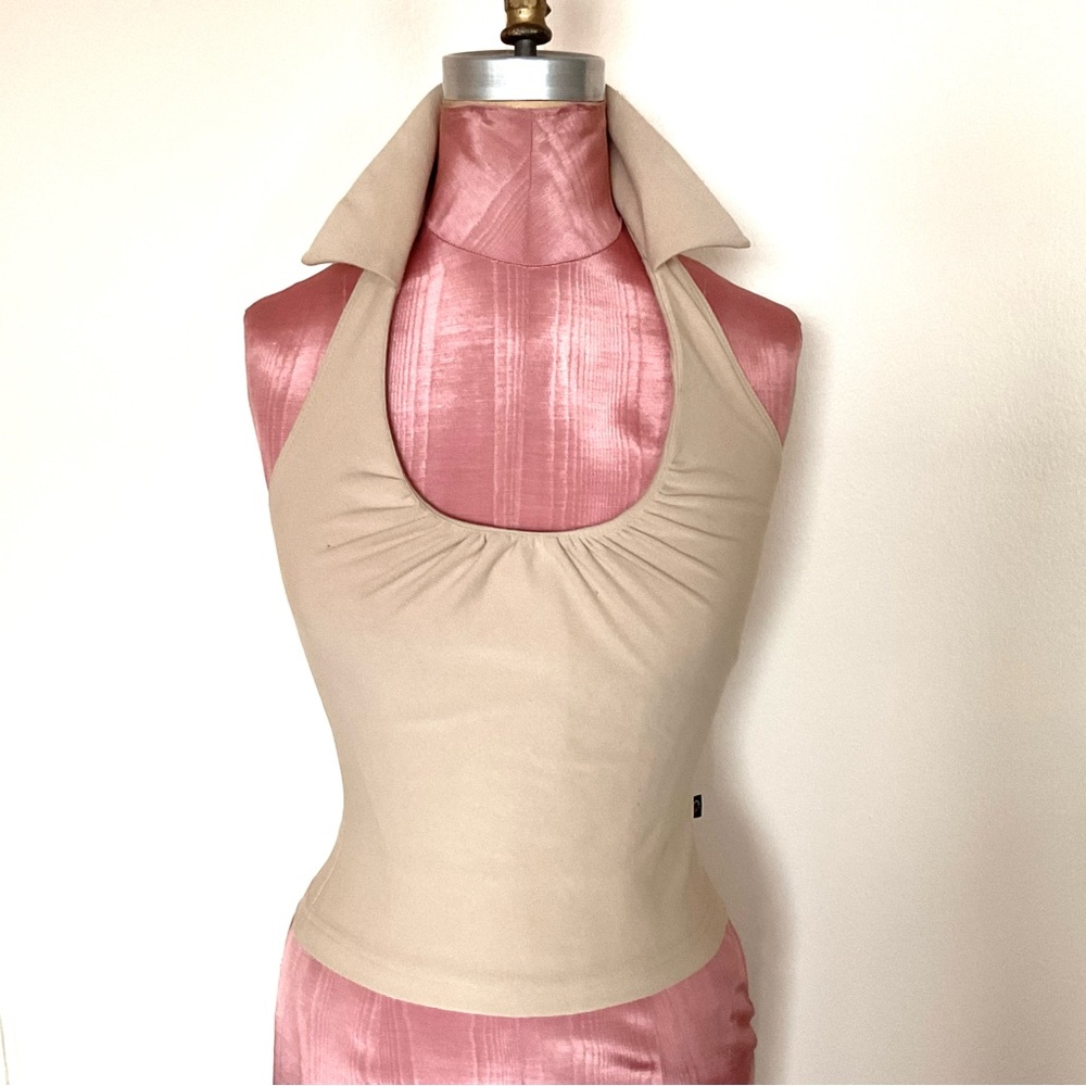 Halter Top XOXO with collar in Sand Dune SZ S - Picture 3 of 5